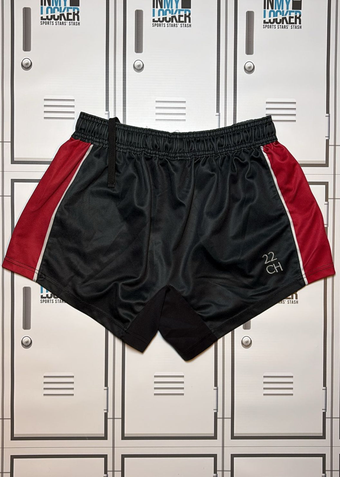 Chris Harris - Gloucester Rugby Oxen Training Shorts Initialled CH [Black and Red]