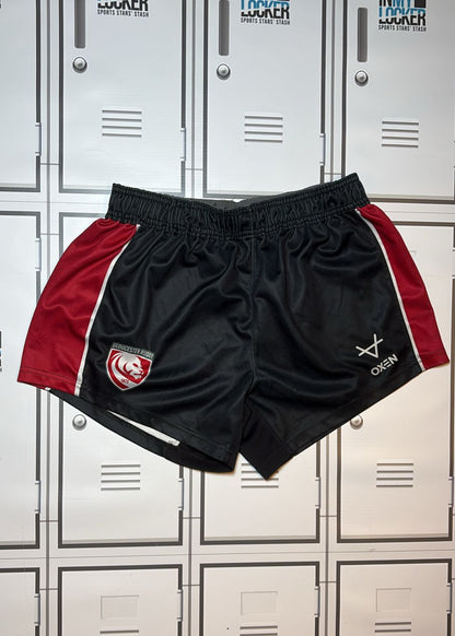 Chris Harris - Gloucester Rugby Oxen Training Shorts Initialled CH and Numbered 22 [Black and Red]