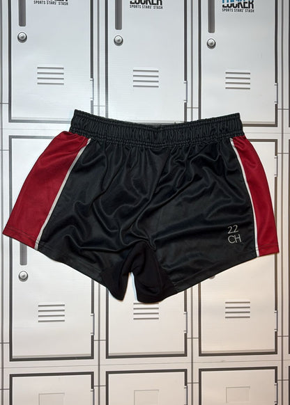 Chris Harris - Gloucester Rugby Oxen Training Shorts Initialled CH and Numbered 22 [Black and Red]