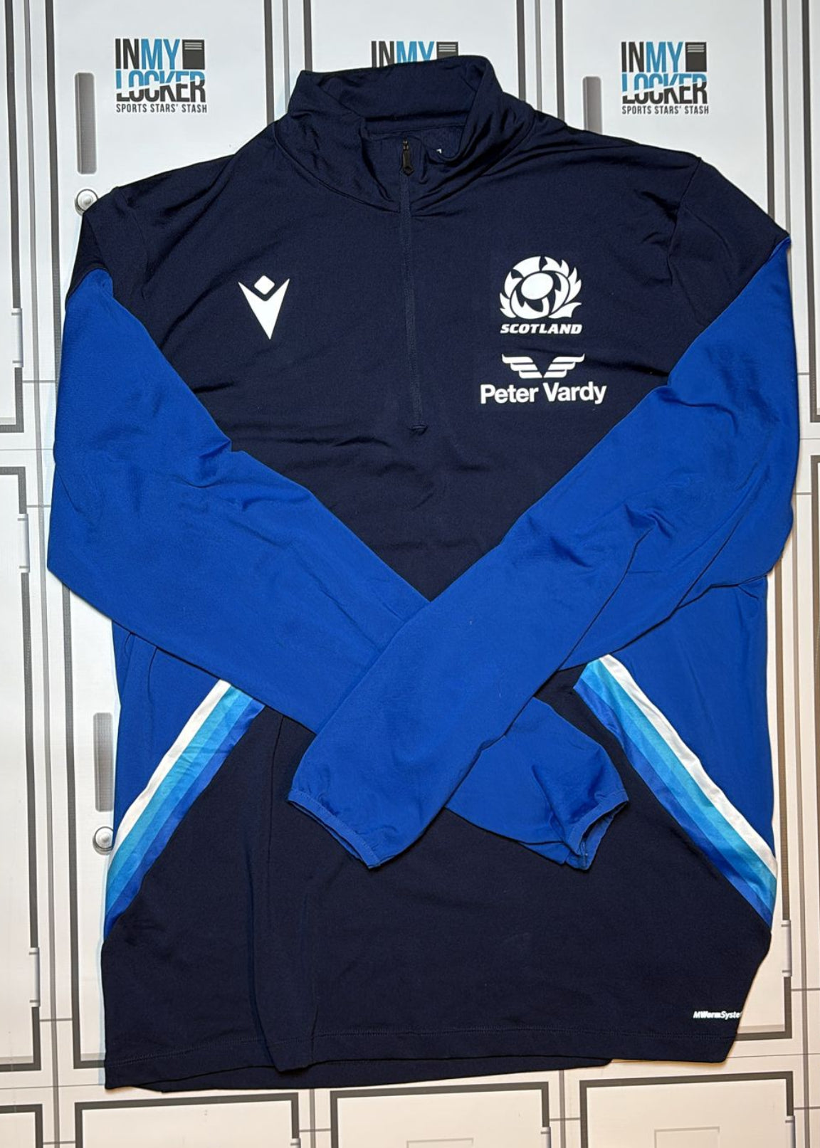 Chris Harris - Scotland Rugby Macron 1/4 Zip Training Top [Blue and Navy]