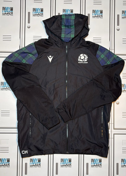 Chris Harris - Scotland Rugby Macron Full Zip Hooded Jacket Initialled CH [Black]