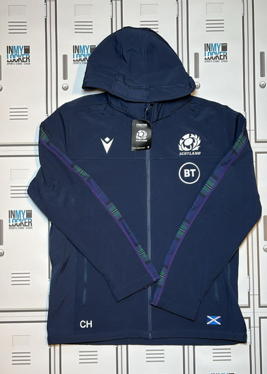 Chris Harris - Scotland Rugby Macron Hooded Full Zip Jacket Initialled CH [Navy]