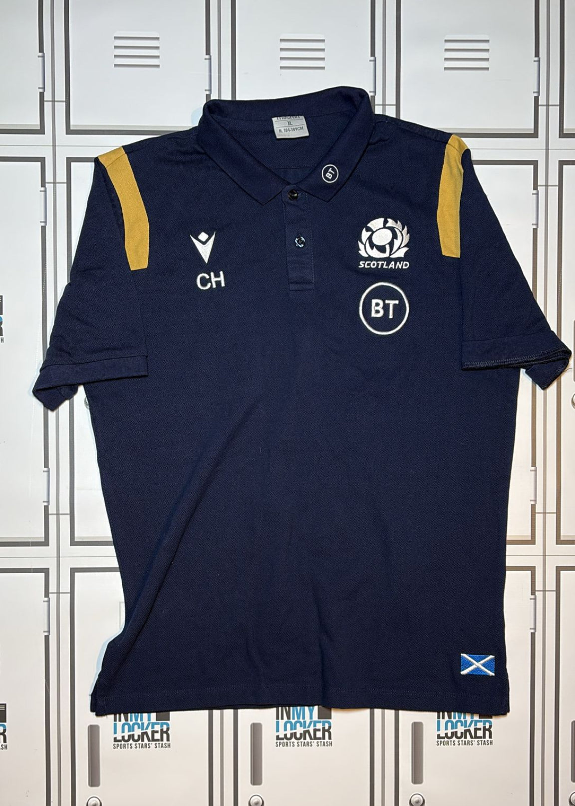 Chris Harris - Scotland Rugby Macron Polo Shirt Initialled CH [Navy]