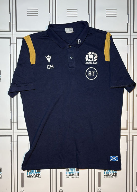 Chris Harris - Scotland Rugby Macron Polo Shirt Initialled CH [Navy]