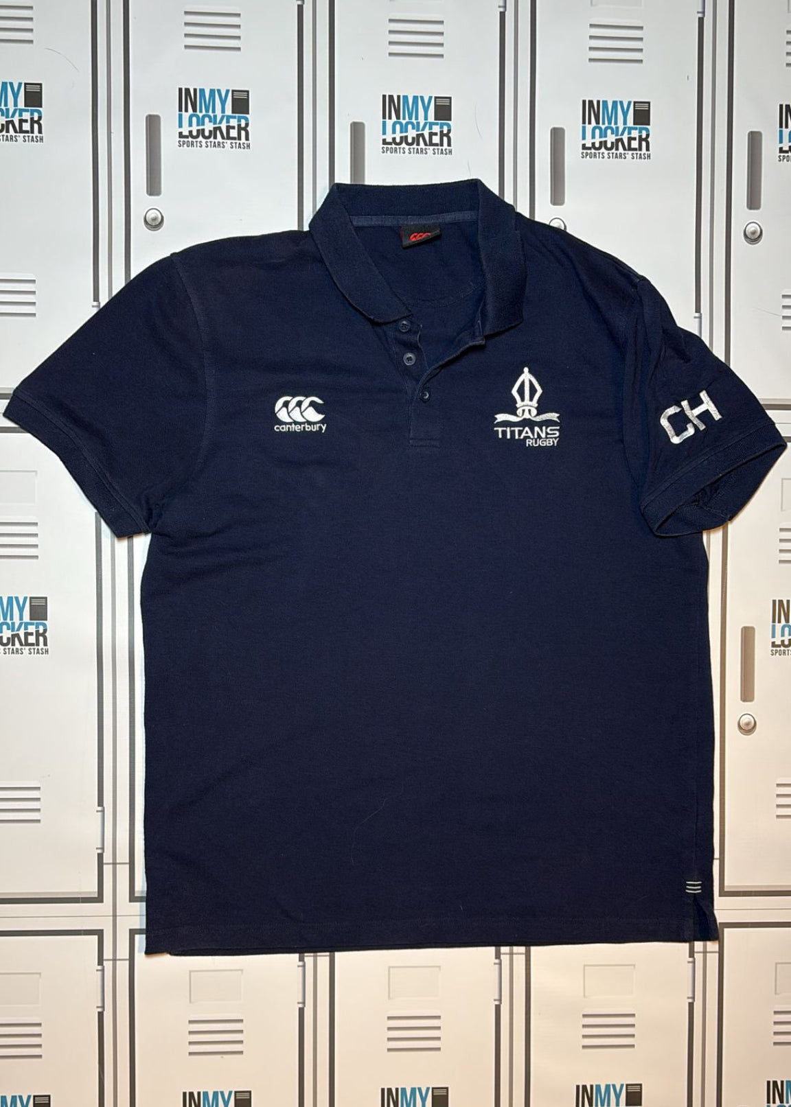 Chris Harris - Titans Rugby Canterbury Polo Shirt Initialled CH [Navy]