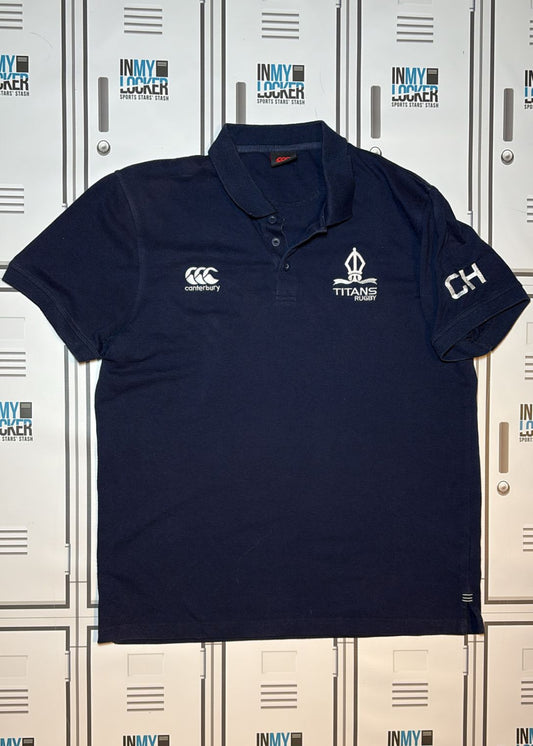Chris Harris - Titans Rugby Canterbury Polo Shirt Initialled CH [Navy]