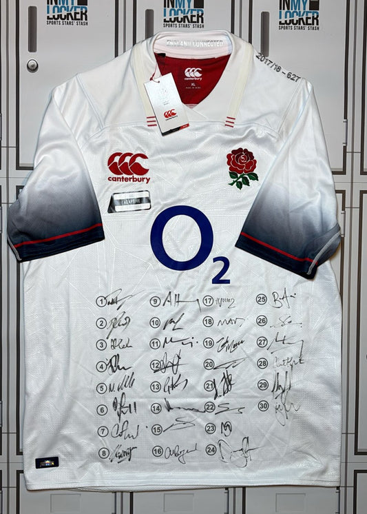 England Rugby - 2017/18 Squad Signed Shirt (627) [White]