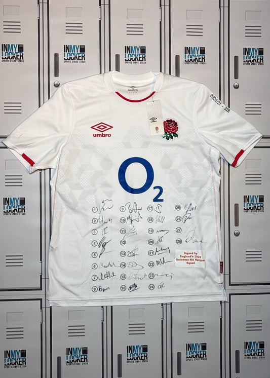 England Rugby - 2020/21 Six Nations Squad Signed Shirt (328) [White]