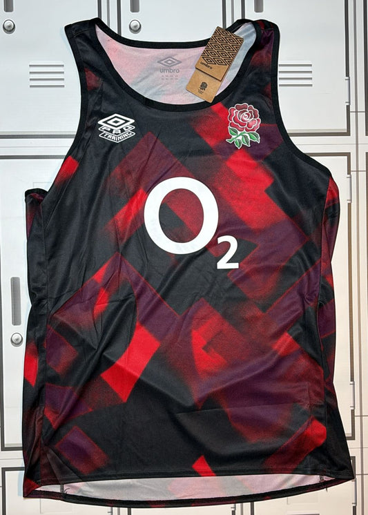 England Rugby - Umbro Pro Gym Vest [Black and Red]