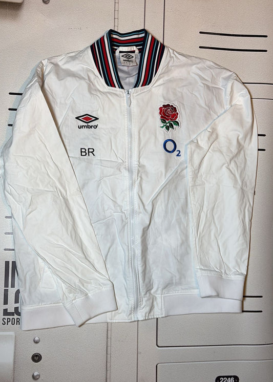 England Rugby 2024/25 Presentation Jacket BR Initialled [White with Red Rose]