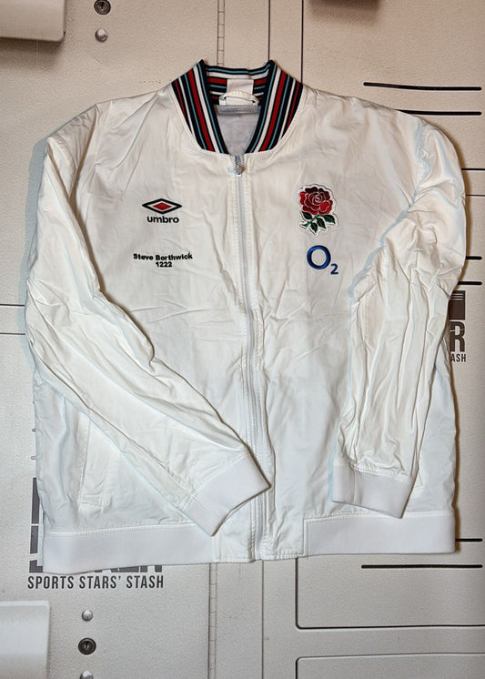 Steve Borthwick England Rugby 2024/25 Named Presentation Jacket [White with Red Rose]