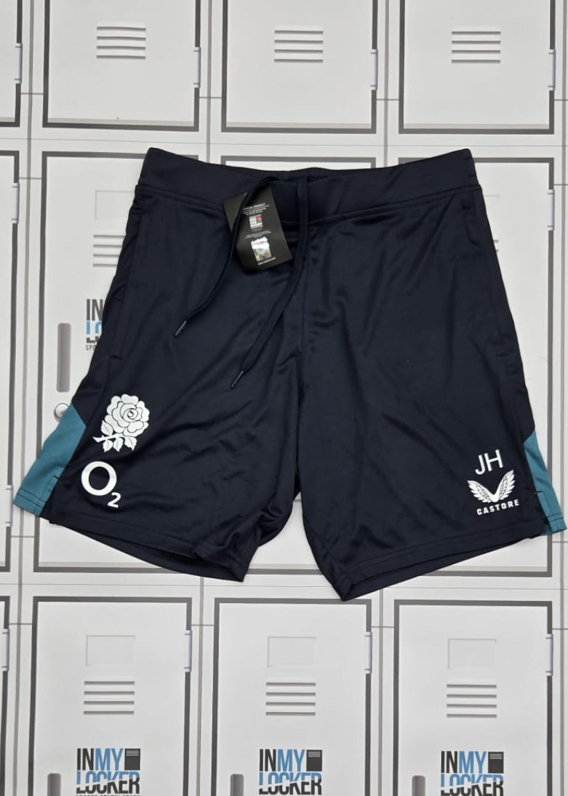 England Rugby Castore Gym Shorts Initialled JH [Blue]