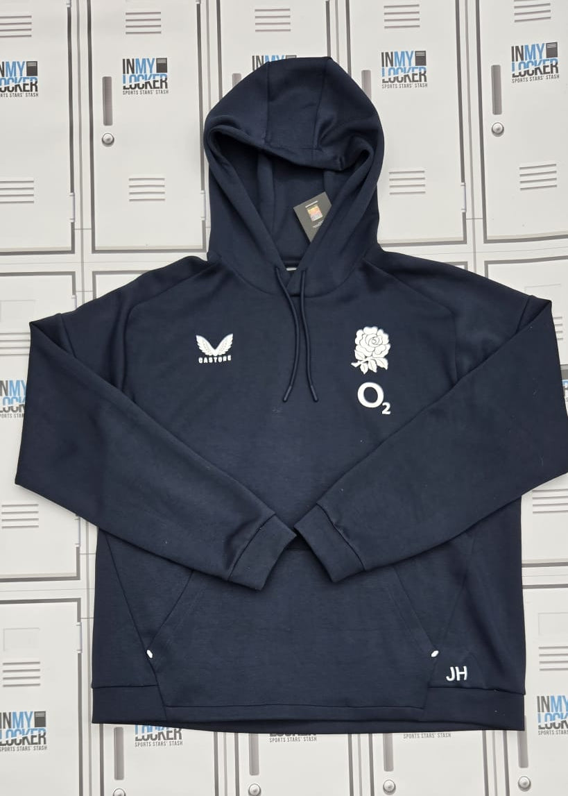 England Rugby Castore Presentation Hoodie Initialled JH [Blue]