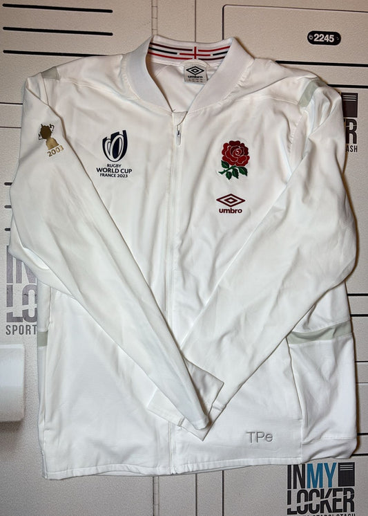 England Rugby Anthem Jacket Rugby World Cup 2023 Initialled TPe(White with Red Rose]