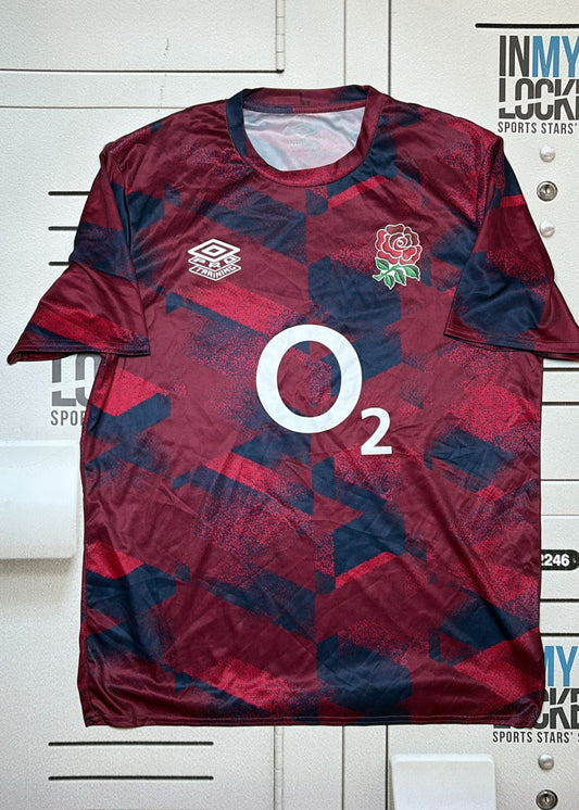 England Rugby Umbro Pro Gym T-Shirt [Red with Black Pattern]