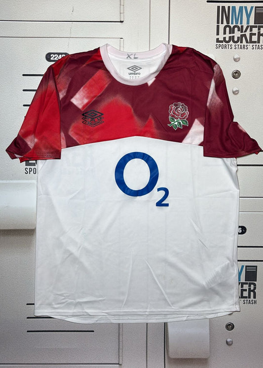 England Rugby Umbro Pro Gym T-Shirt [White and Red]