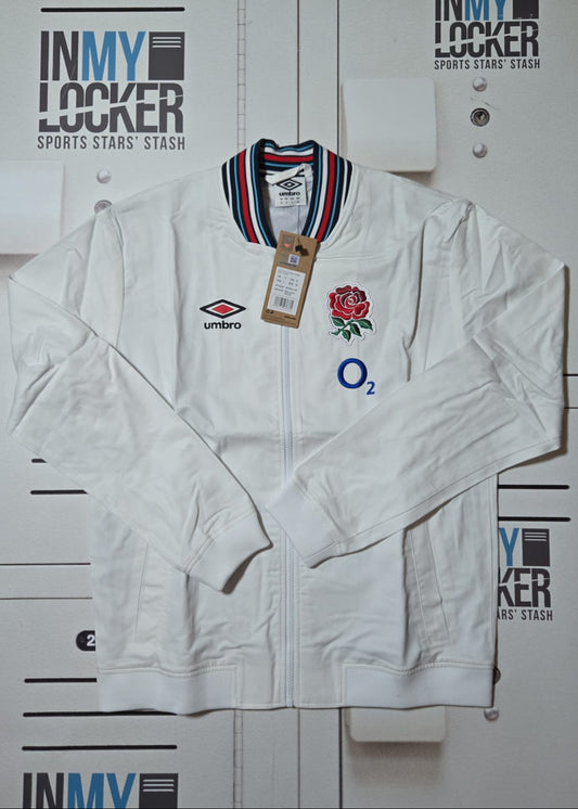 Women's England Rugby Anthem Jacket [White with Red Rose]