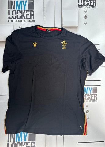 Henry Thomas - Wales Rugby Initialled Lesiure T-Shirt [Black, Red & Gold]