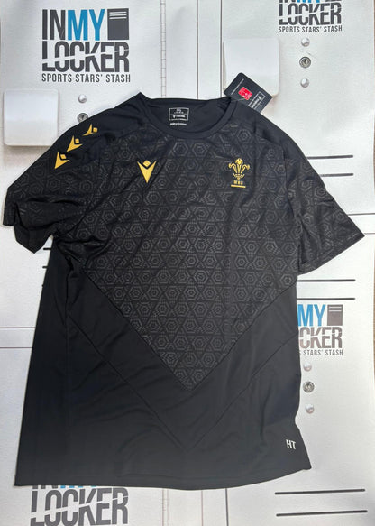 Henry Thomas - Initialled  Wales Rugby Training Shirt [Black & Gold]