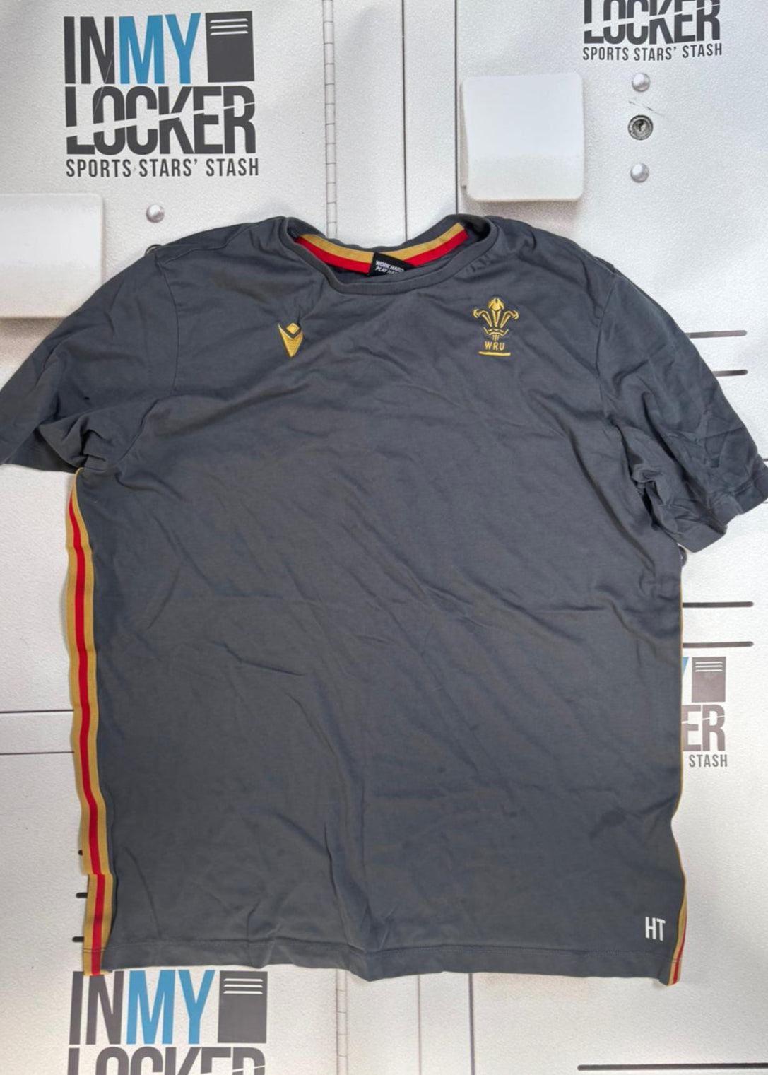 Henry Thomas - Wales Rugby Initialled Leisure T-Shirt [Grey, Red & Gold]