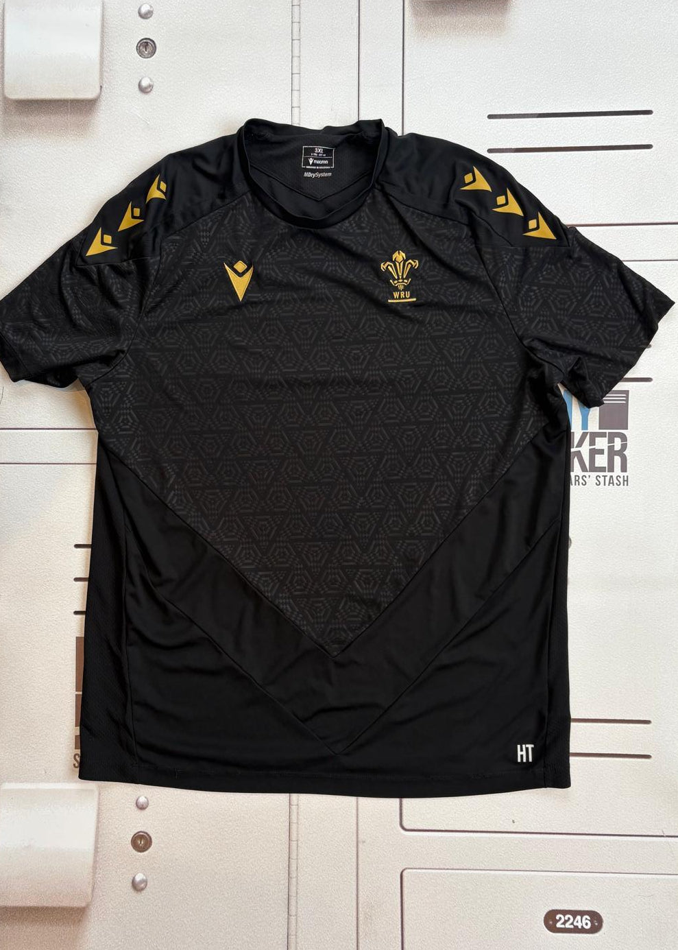 Henry Thomas - Initialled  Wales Rugby Training Shirt [Black & Gold]