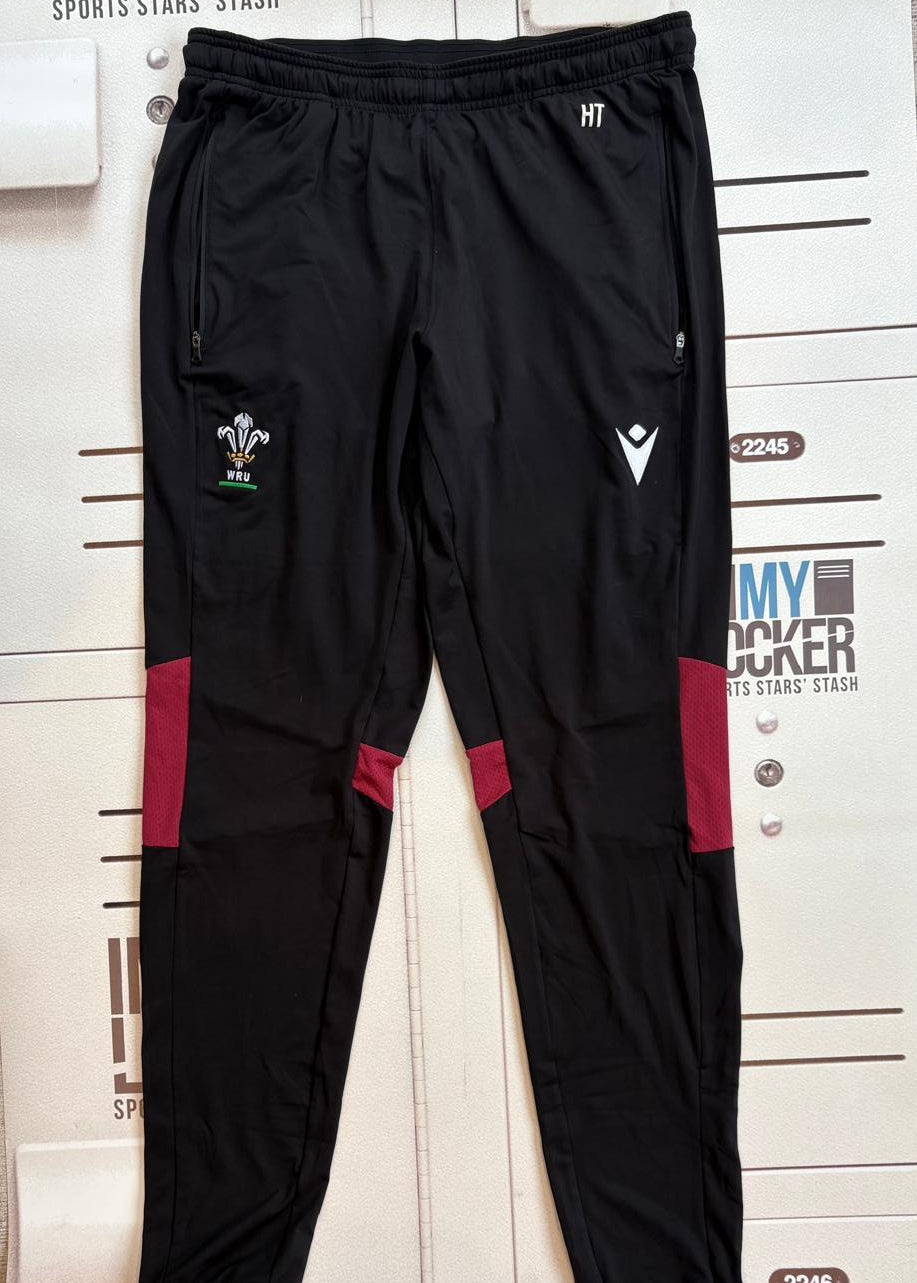 Henry Thomas - Initialled Wales Rugby Gym Joggers [Black & Maroon]