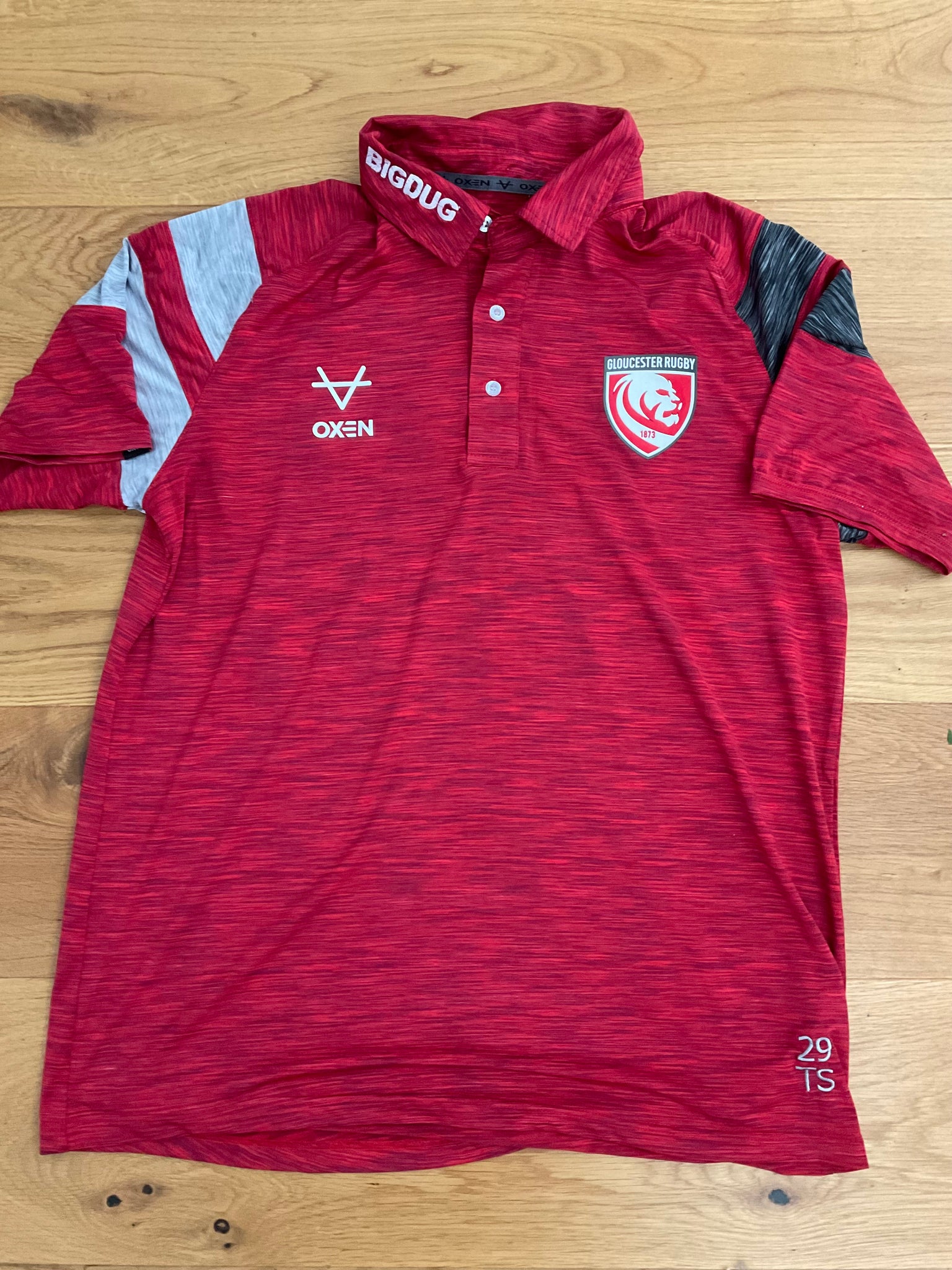 Tom Seabrook - Gloucester Rugby Polo Shirt [Red & Grey]