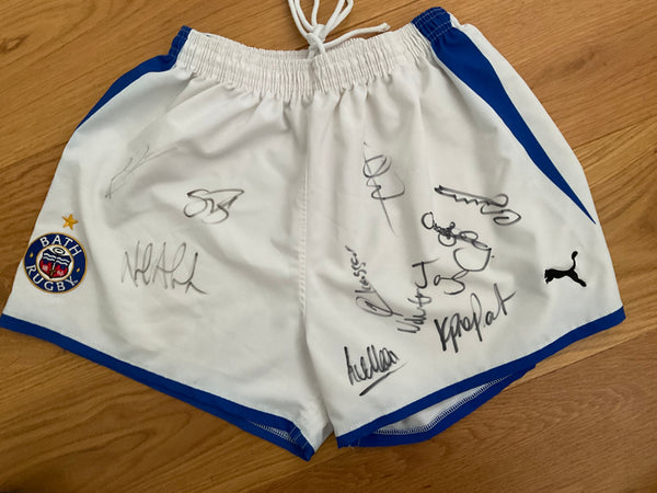 Olly Barkley - Bath Rugby Signed Shorts [White & Blue]