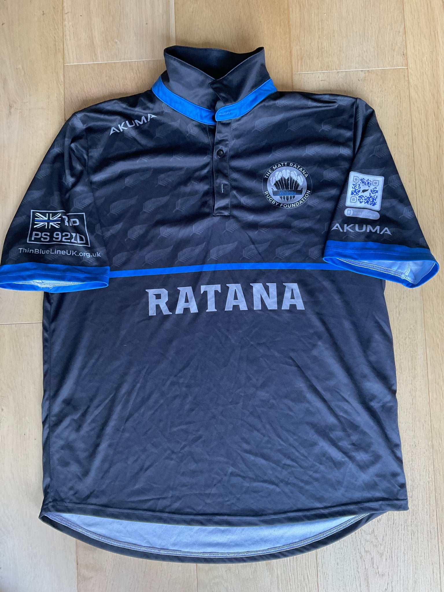 Simon Shaw - Matt Ratana Rugby Foundation Polo Shirt [Black, Grey & Blue]