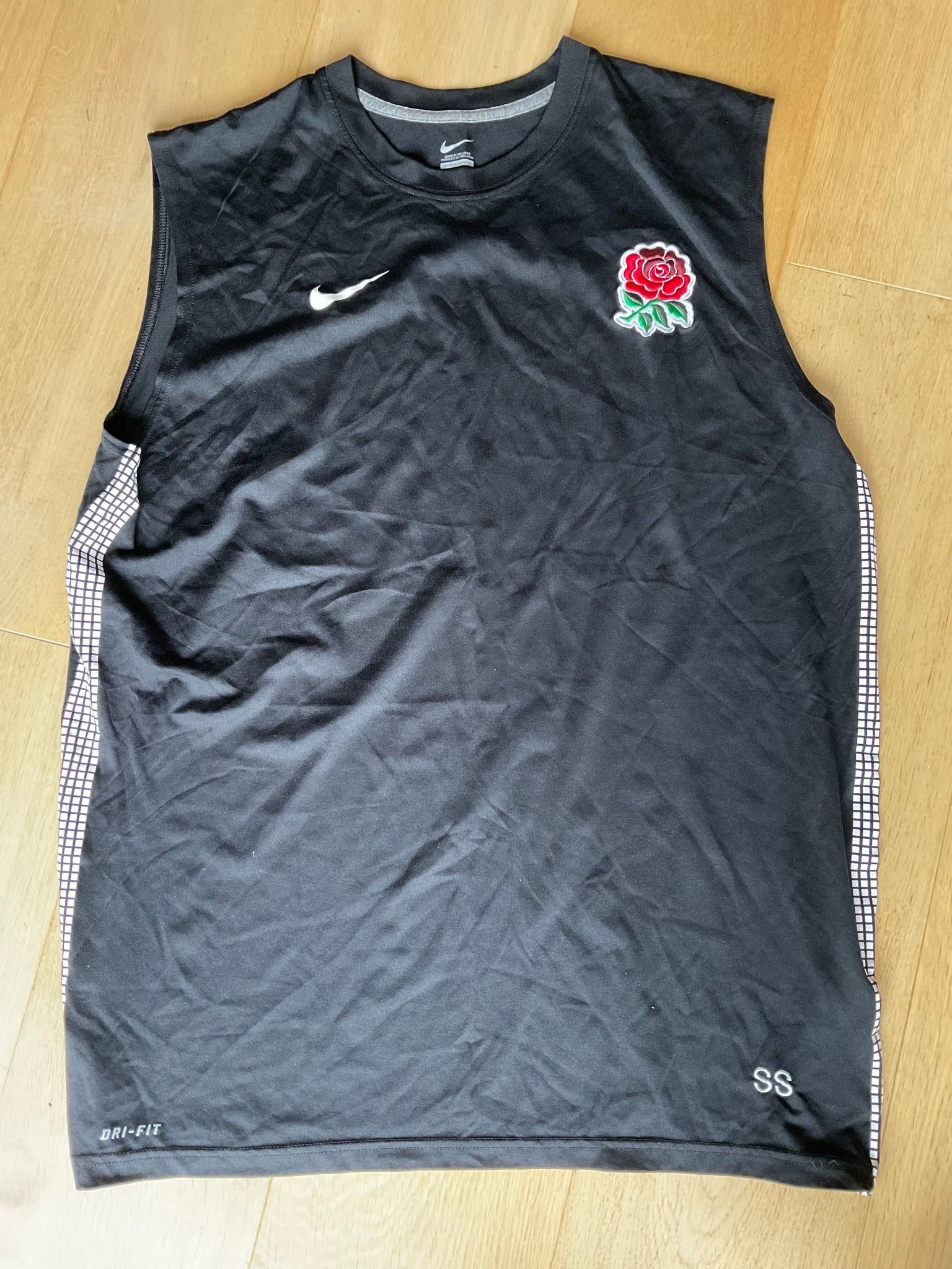 Simon Shaw - England Rugby Gym Vest [Black & White]