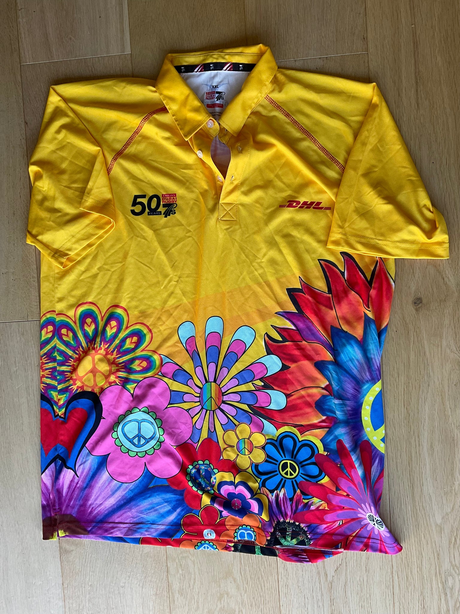 Simon Shaw - DHL Dubai 7’s Polo Shirt [Yellow & Multicoloured]