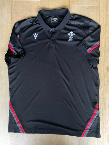Warren Gatland - Wales Rugby Polo Shirt [Black, Red & Grey]