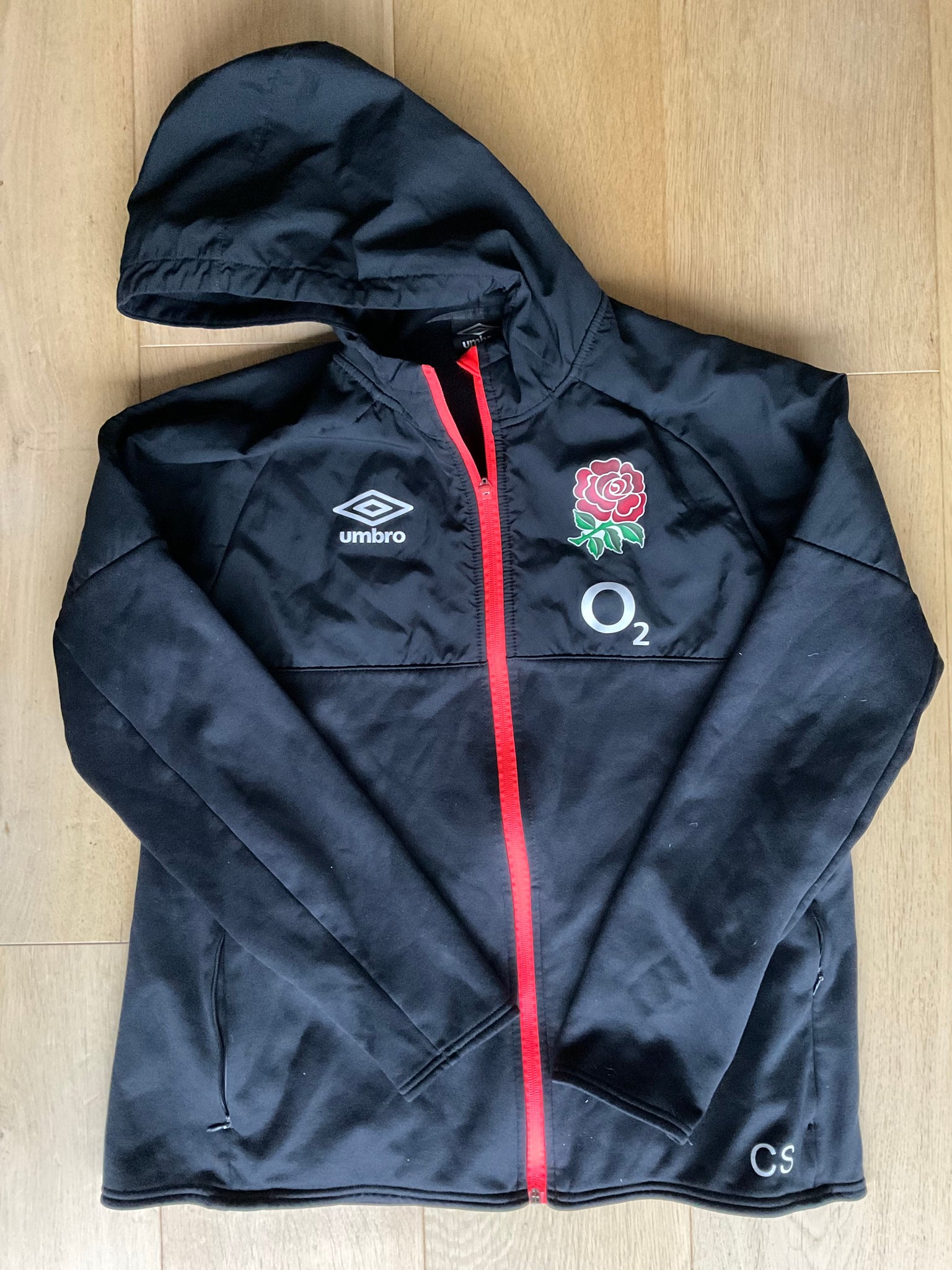 CS Initials - England Rugby Full Zip Fleece Lined Jacket [Black, Grey & Orange]