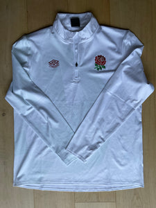 Ollie Lawrence - England Rugby Quarter Zip Mid Layer / Presentation Top [White & Grey ]