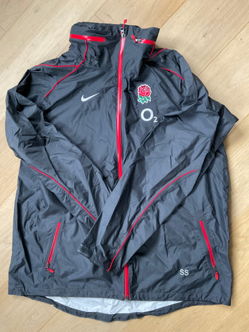 Simon Shaw - England Rugby Full Zip Showerproof Training Jacket [Grey & Red]