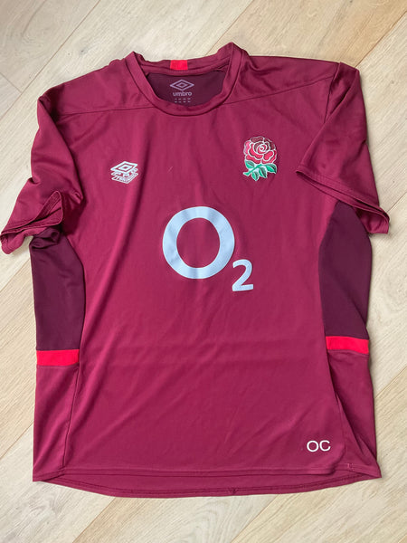 Tom Curry - England Rugby Gym T-Shirt [Maroon & Red]