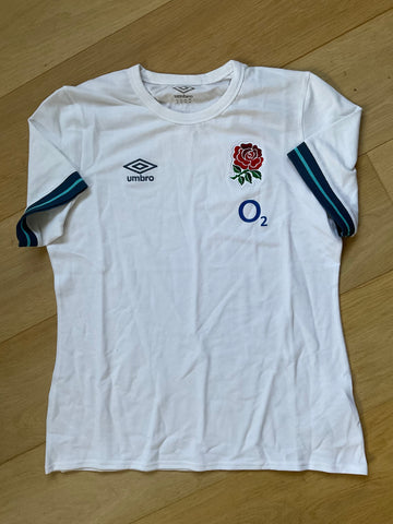 Women’s England Rugby Presentation T-Shirt [White with Blue]