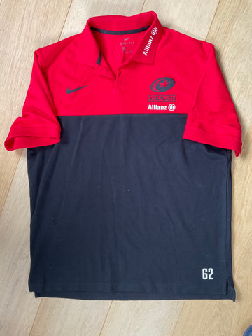 Max Malins - Saracens Casual Polo Shirt [Black & Red]