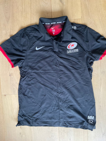 Max Malins - Saracens Casual Polo Shirt [Black & Red]