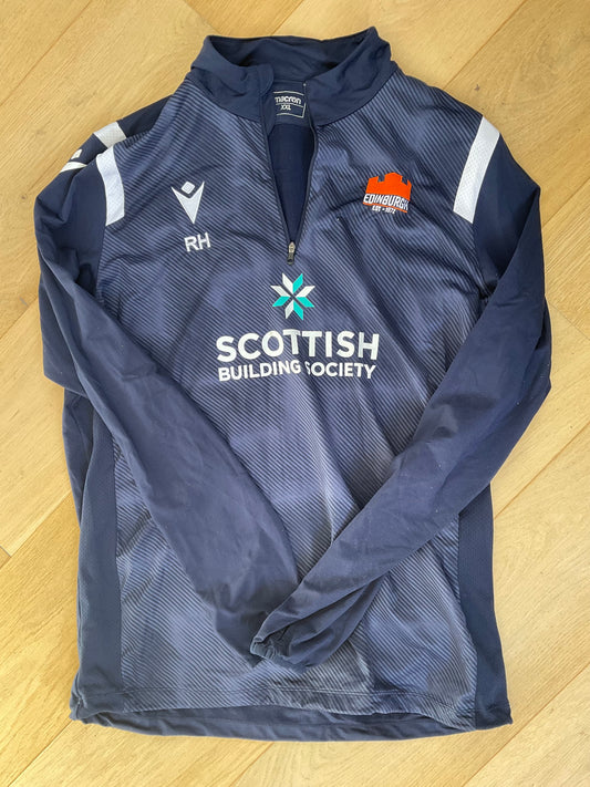 Robin Hislop - Edinburgh Rugby Quarter Zip Mid Layer [Blue and White]