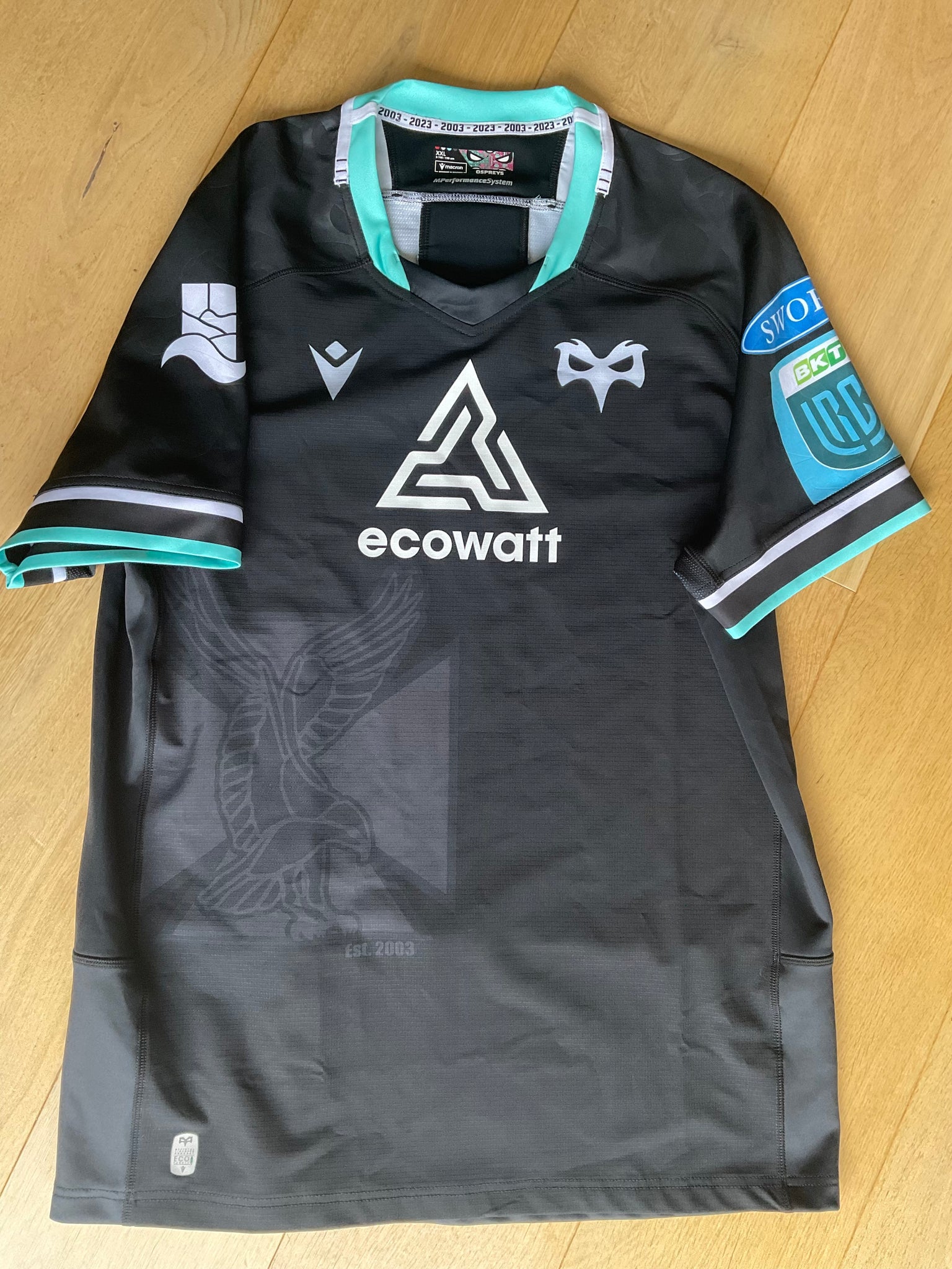 Ospreys - Match Worn Shirt [Black, White & Green]