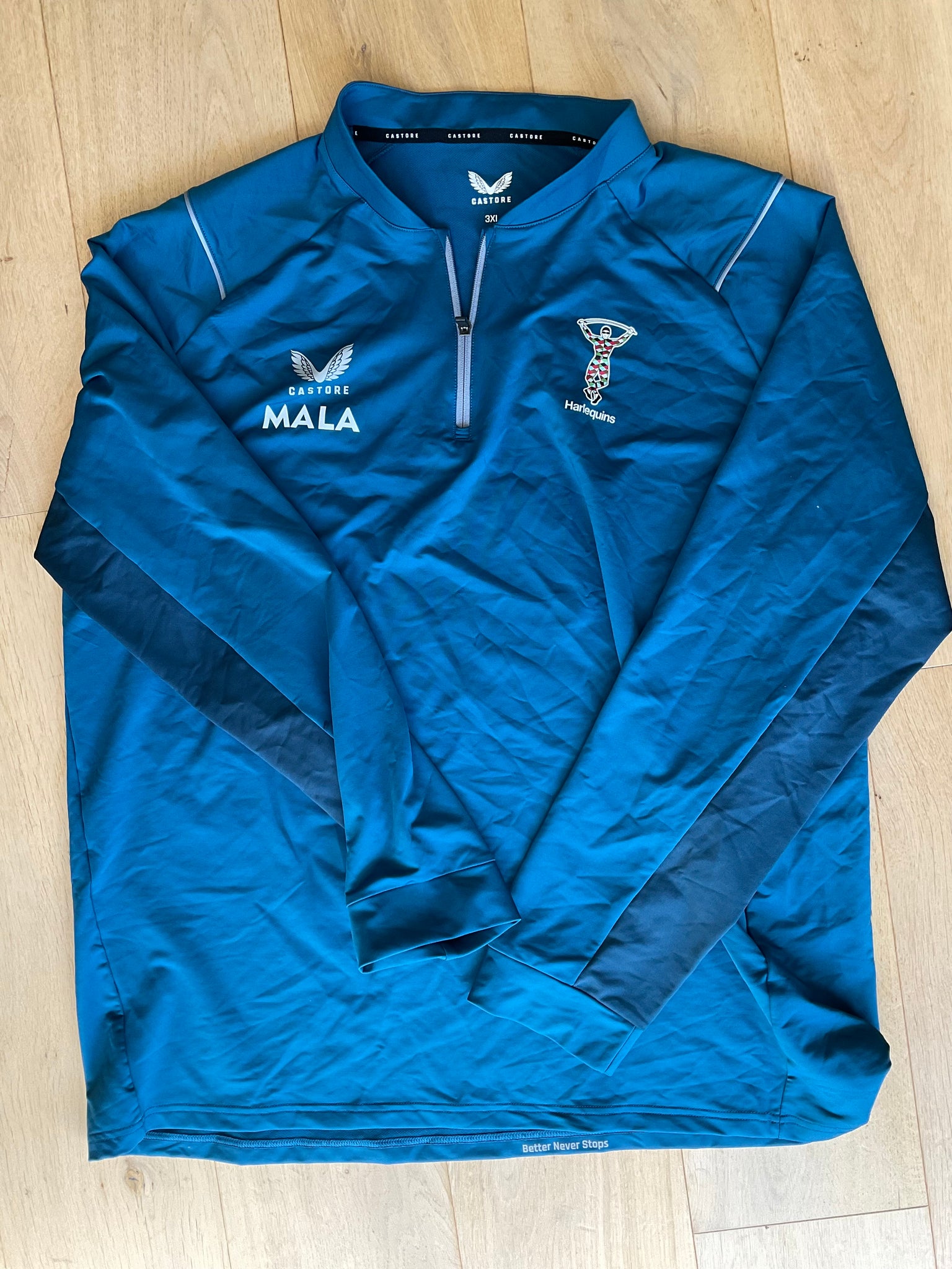 Joe Marler Harlequins Quarter Zip Mid Layer [Teal & Turquoise] In
