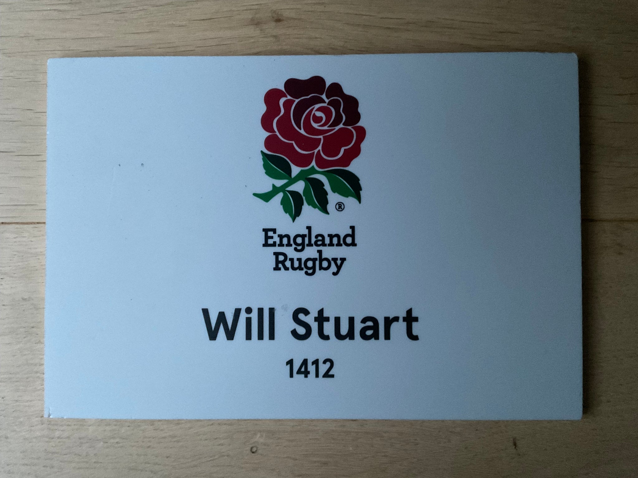 Will Stuart - England Rugby Changing Room Name Plate [White]