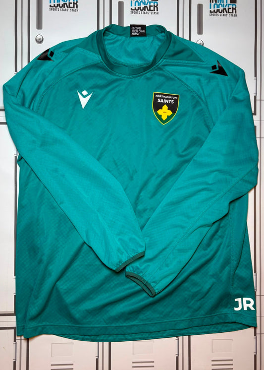 James Ramm - Northampton Saints Macron Contact Drill Top Initialled JR [Green]