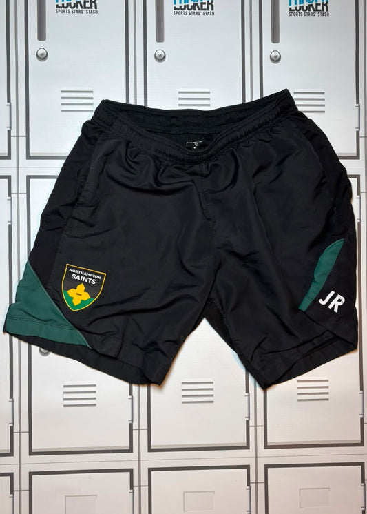 James Ramm - Northampton Saints Macron Gym Shorts Initialled JR [Black]