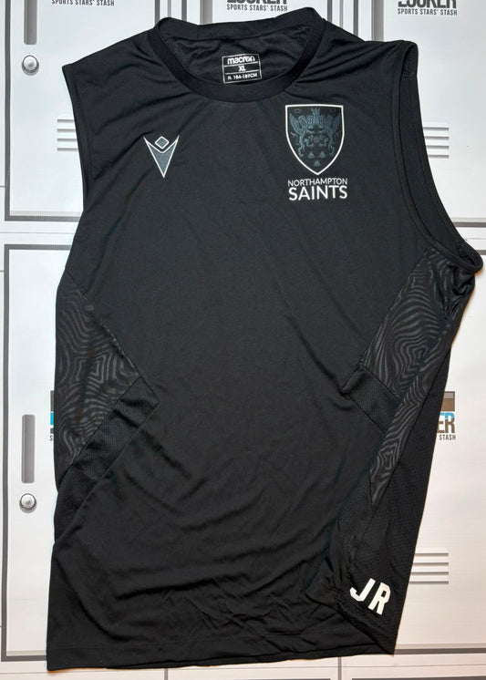 James Ramm - Northampton Saints Macron Gym Vest Initialled JR [Black]