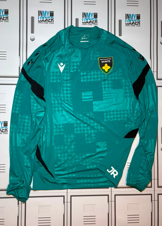 James Ramm - Northampton Saints Macron Long Sleeve Training Top Initialled JR [Green]