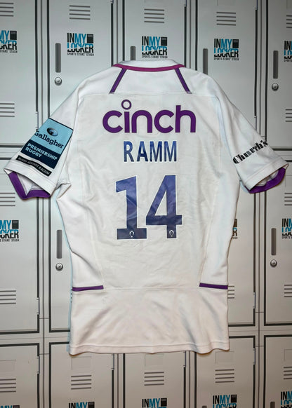 James Ramm - Northampton Saints Macron Match Shirt Named RAMM and Numbered 14 [White and Purple]