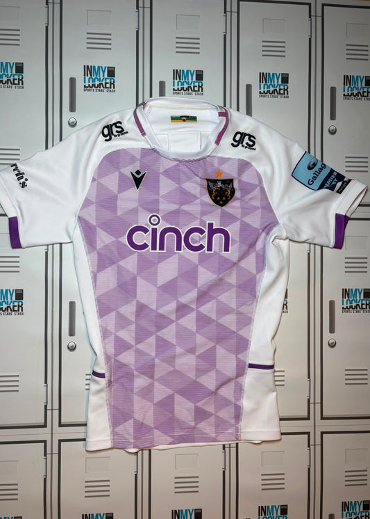 James Ramm - Northampton Saints Macron Match Shirt Named RAMM and Numbered 15 [White and Purple]