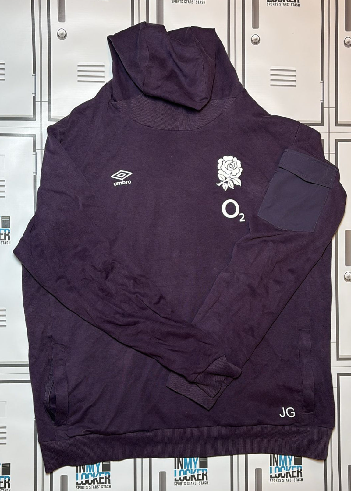 Jamie George - England Rugby Overhead Hoodie  Initialled JG [Purple]